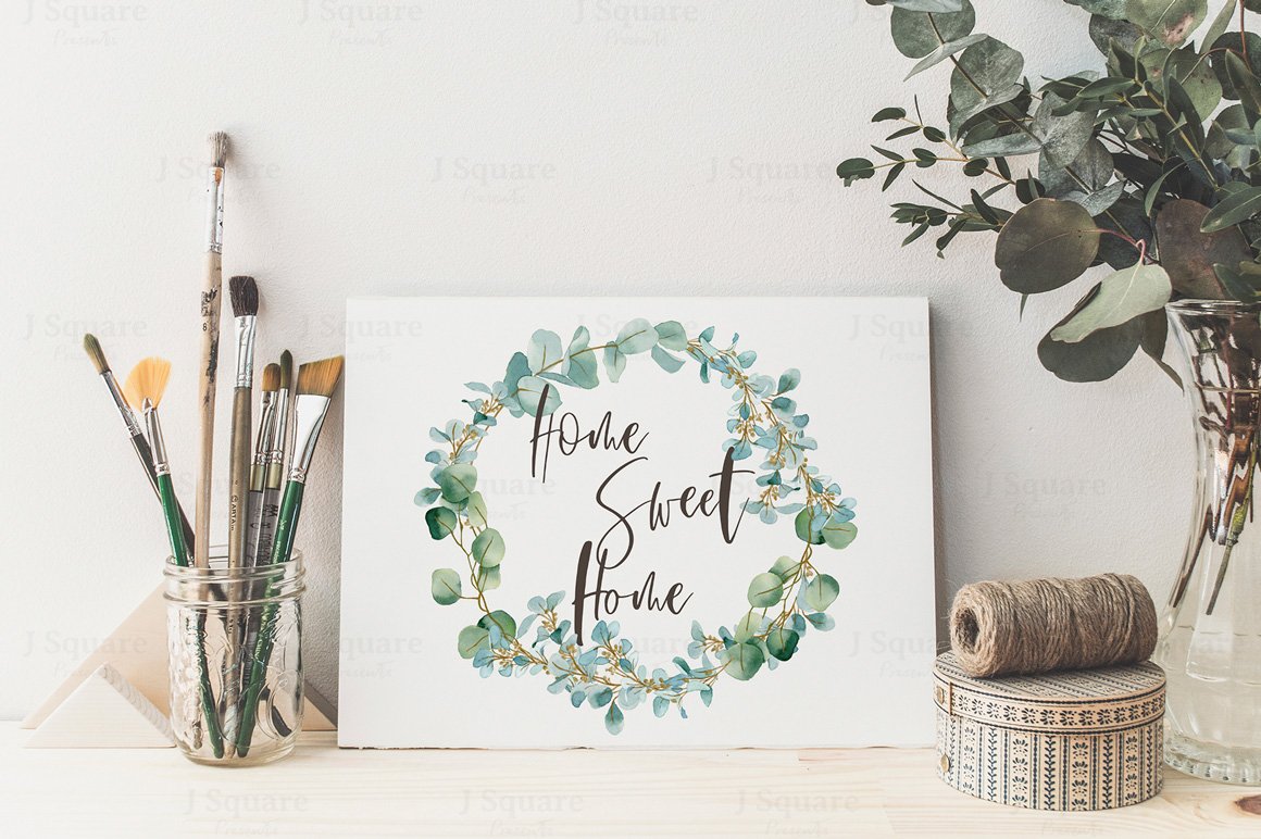 Deluxe Watercolor & Gold Eucalyptus Graphic Pack