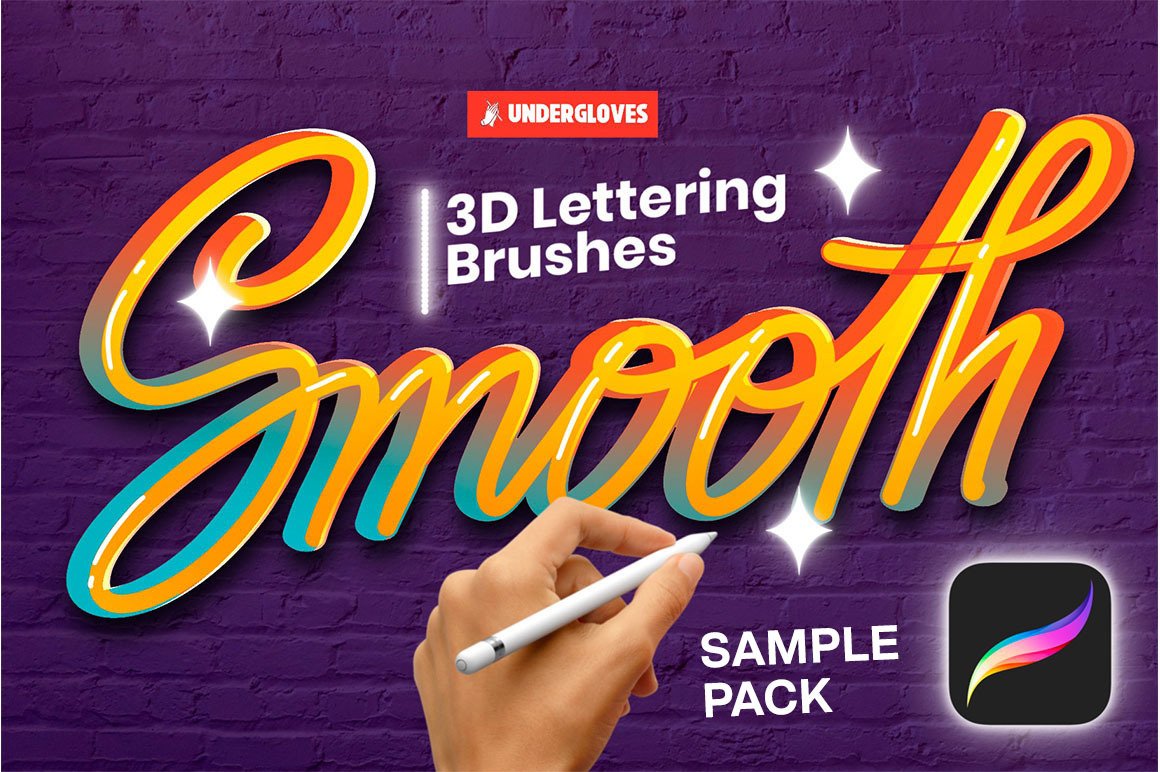 HOMwork Freebie: 22 3D Lettering Stroke Brushes for Procreate