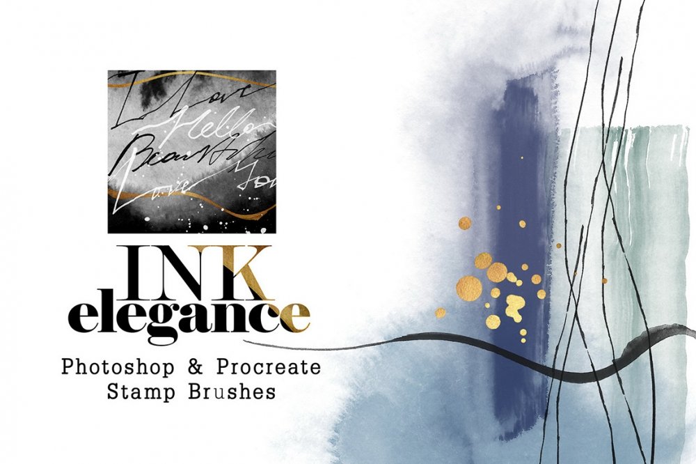 Ink Elegance – Photoshop & Procreate Stamp Brushes