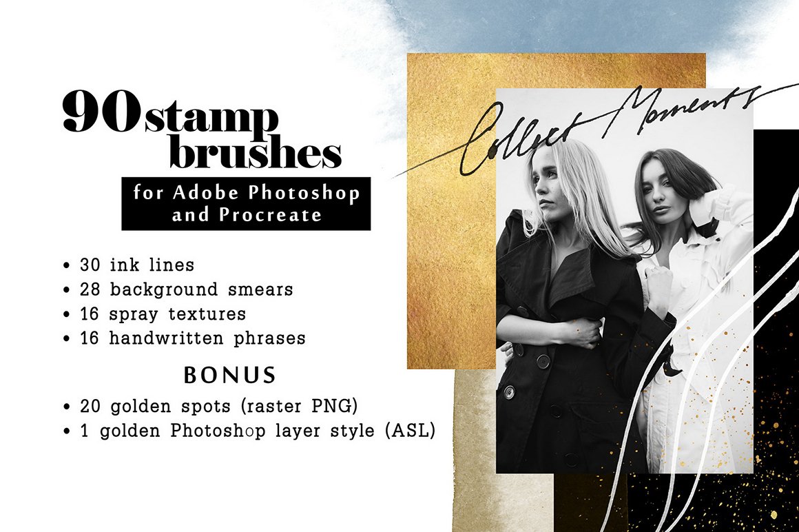 Ink Elegance - Photoshop & Procreate Stamp Brushes