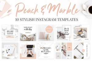 Instagram Templates for Photoshop. Peach & Marble