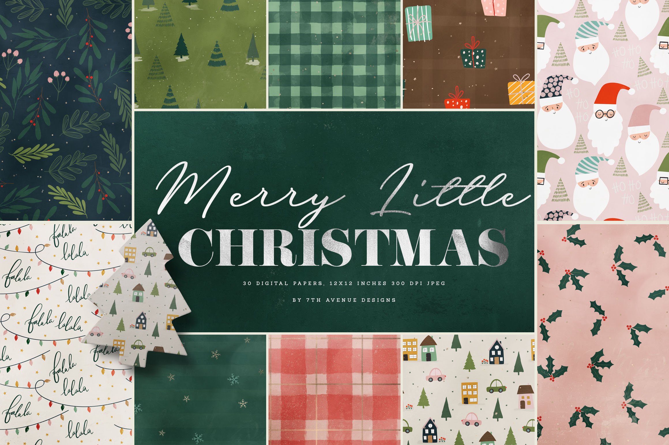 Merry Little Christmas Digital Paper