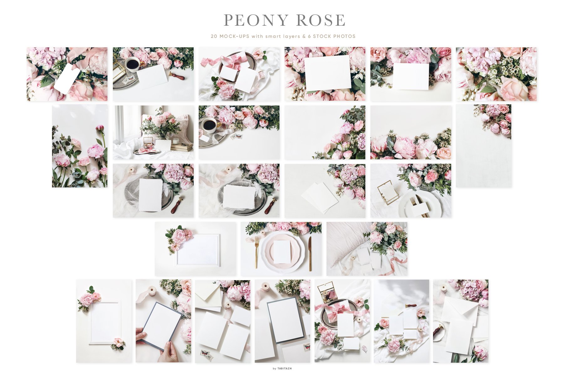 Peony & Rose Wedding Mockups Bundle
