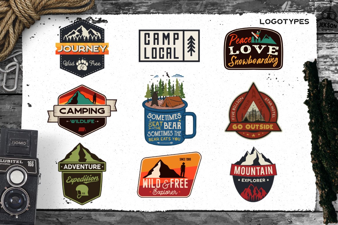 Retro Camp Badges / Logo Templates Part 3 - Design Cuts