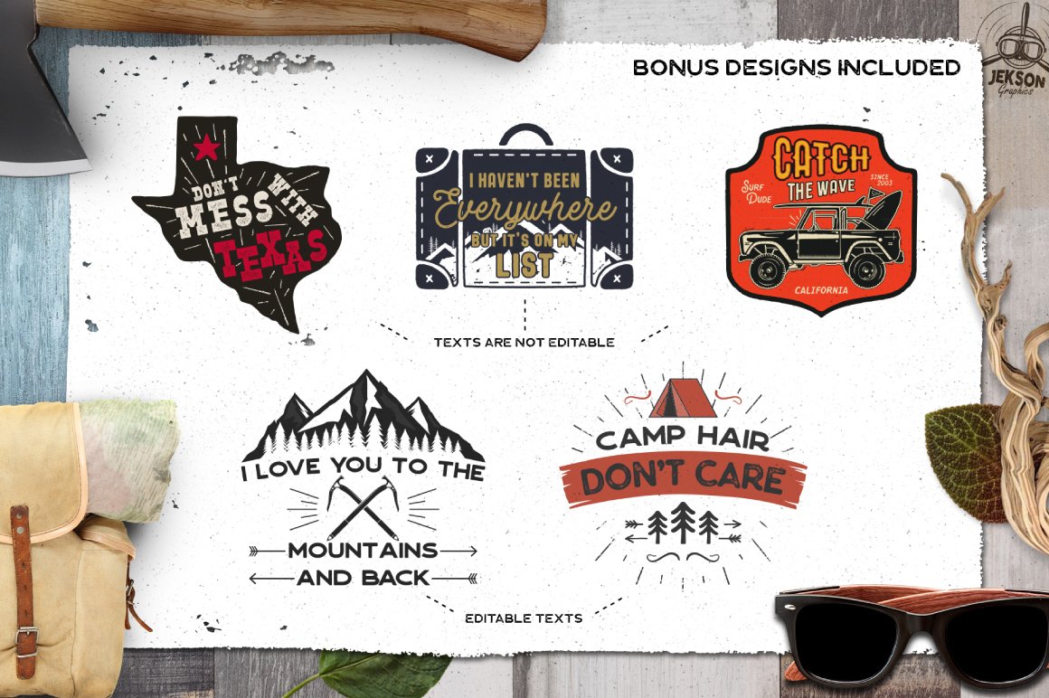 Retro Camp Badges / Logo Templates Part 3 - Design Cuts