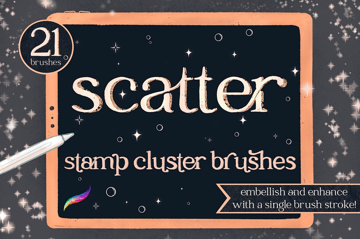 Scattered Stamp Cluster Brushes for Procreate