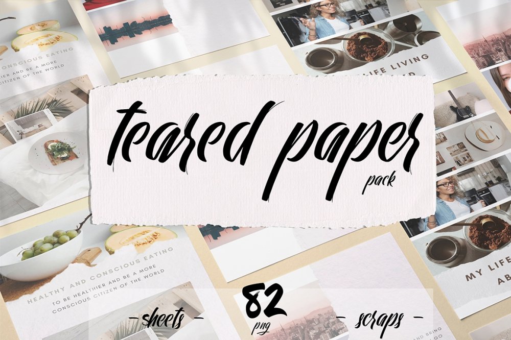 Teared Paper Pack – 82 Canvas & Watercolor Sheets