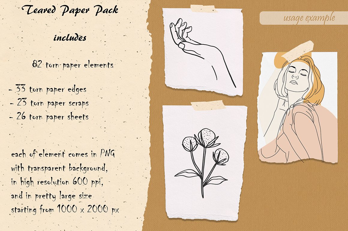 Teared Paper Pack - 82 Canvas & Watercolor Sheets