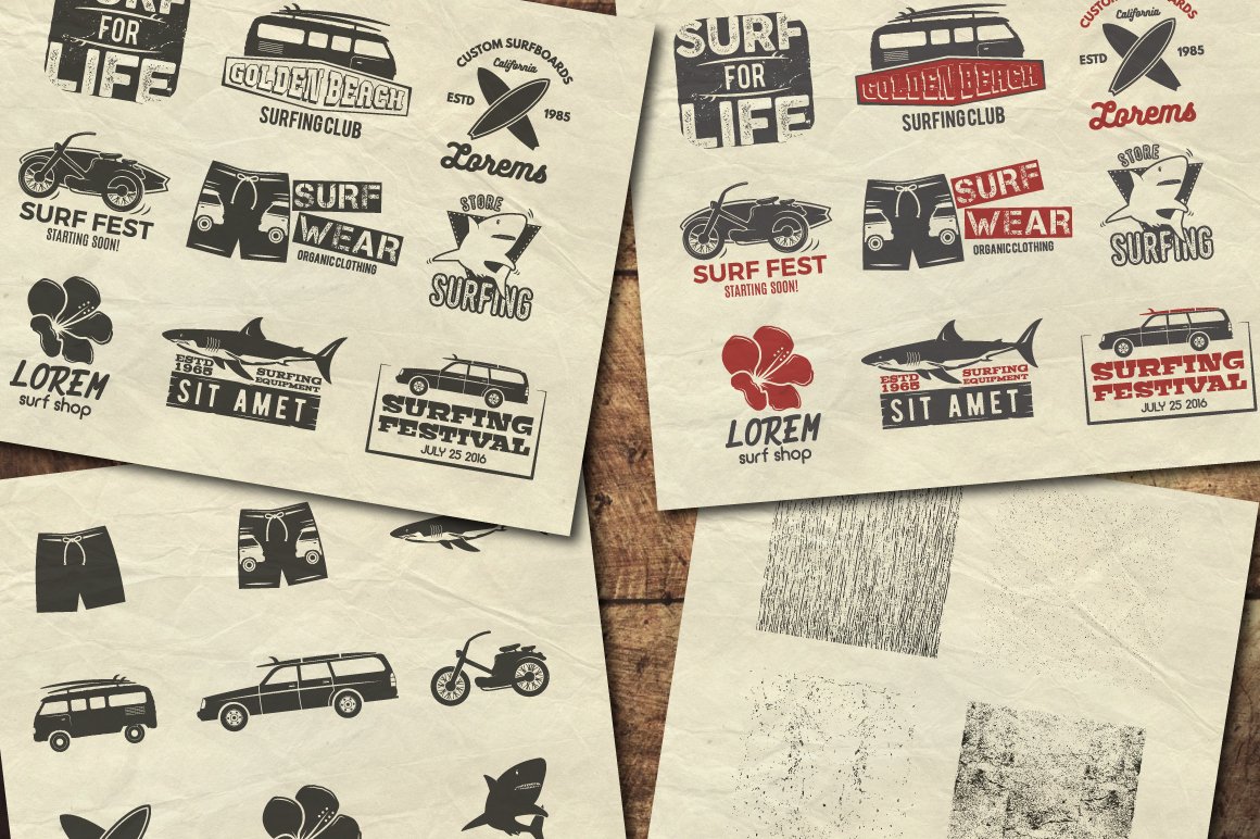 Vintage Surfing Logo Graphics Collection Vol.2