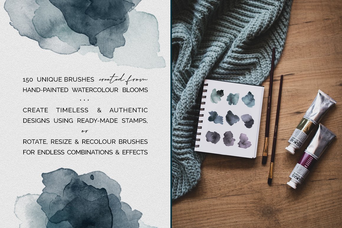 Watercolour Blooms: 150 Stamp Brushes for Photoshop