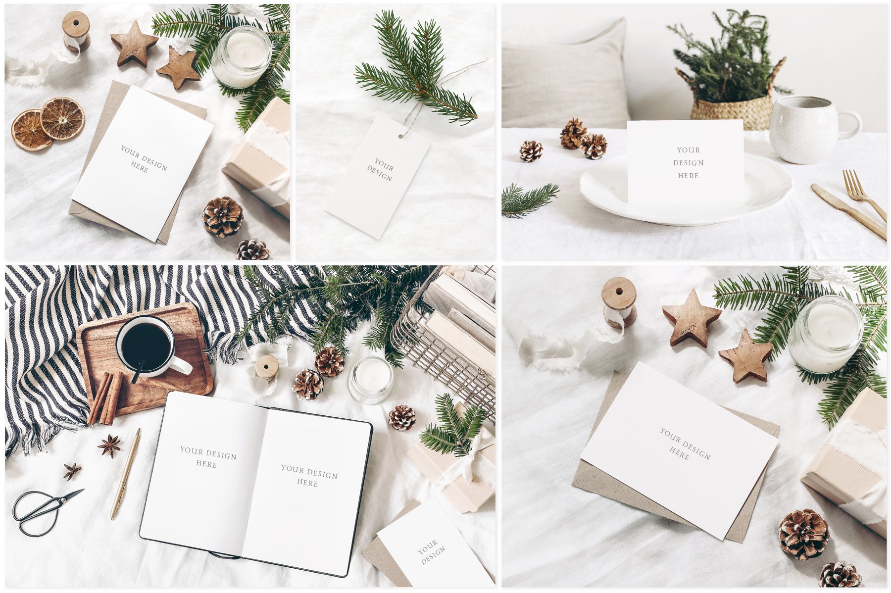 White Christmas Stationery Mockups & Stock Photos
