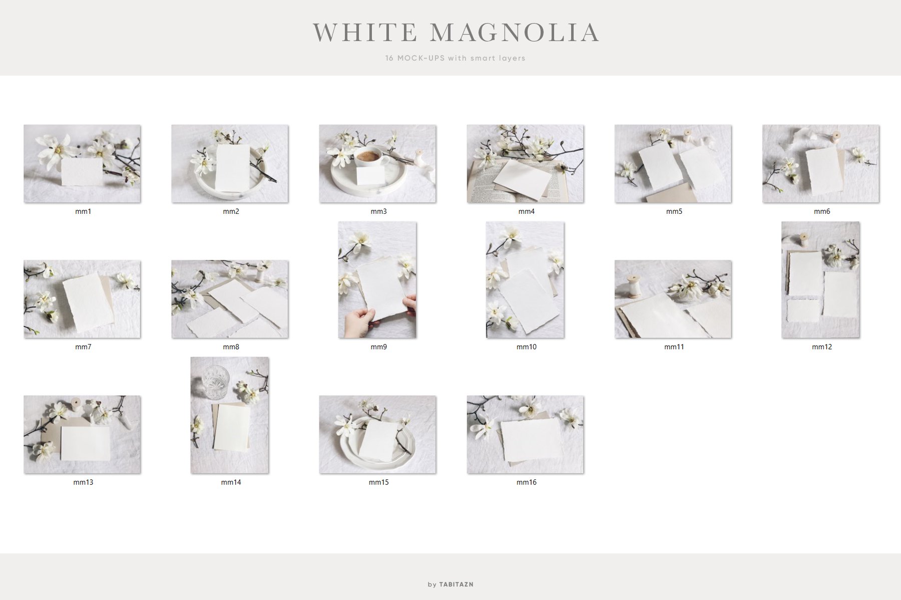 White Magnolia Wedding Photo Mockups