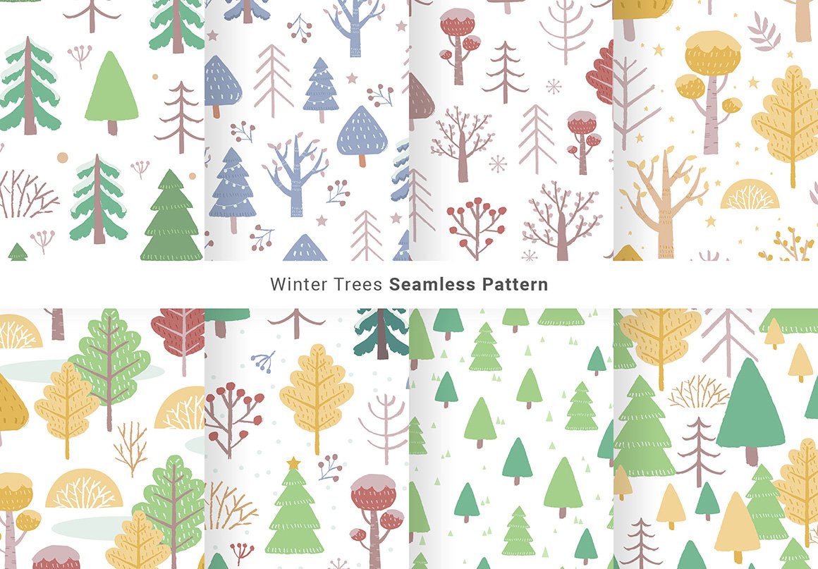 Winter Christmas Tree Patterns Pack