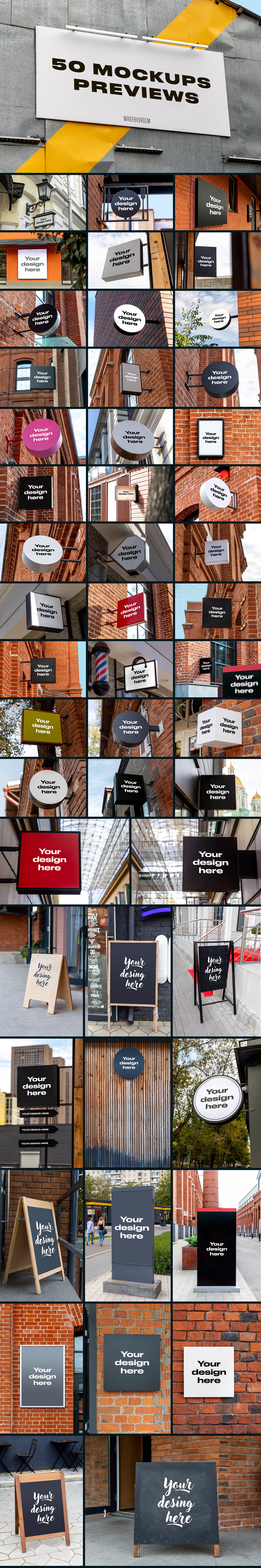 50 Signs and Boards Mockups (Moscow Edition)