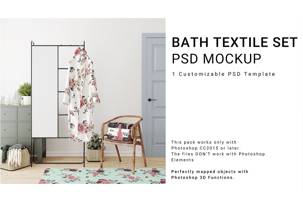 Bath Textile - Bath Robe, Towels and Bath Mat Set