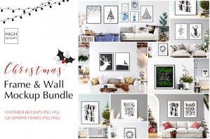 Christmas Frame & Wall Mockup Bundle