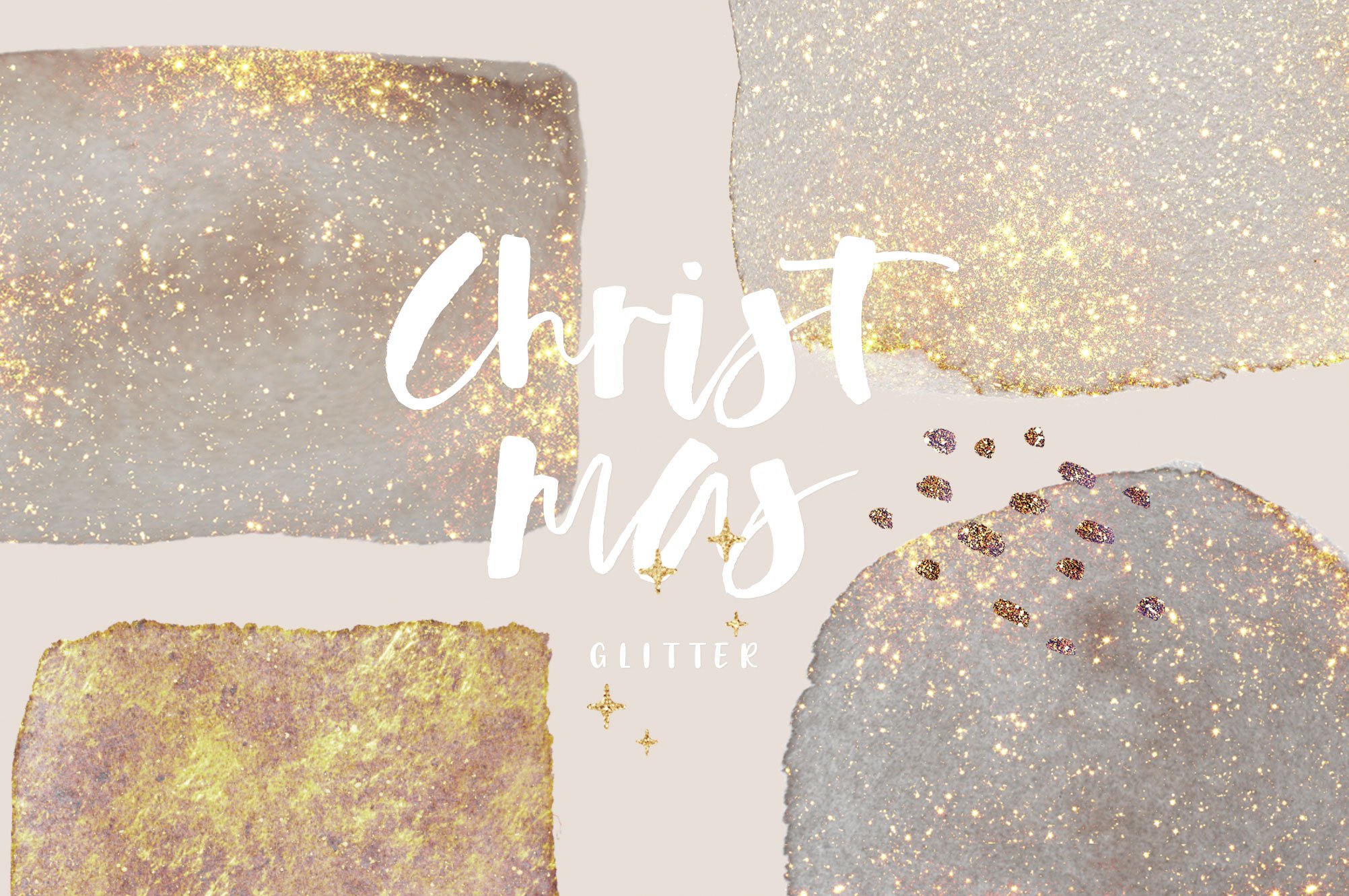 Christmas Gold Watercolor Shapes