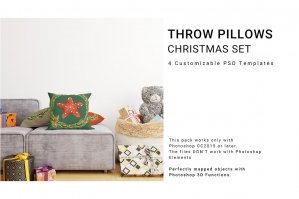 Christmas Throw Pillows Mockup Set 2