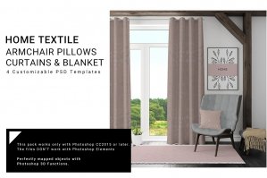 Curtains, Armchair, Pillows, Blanket and Carpet Set