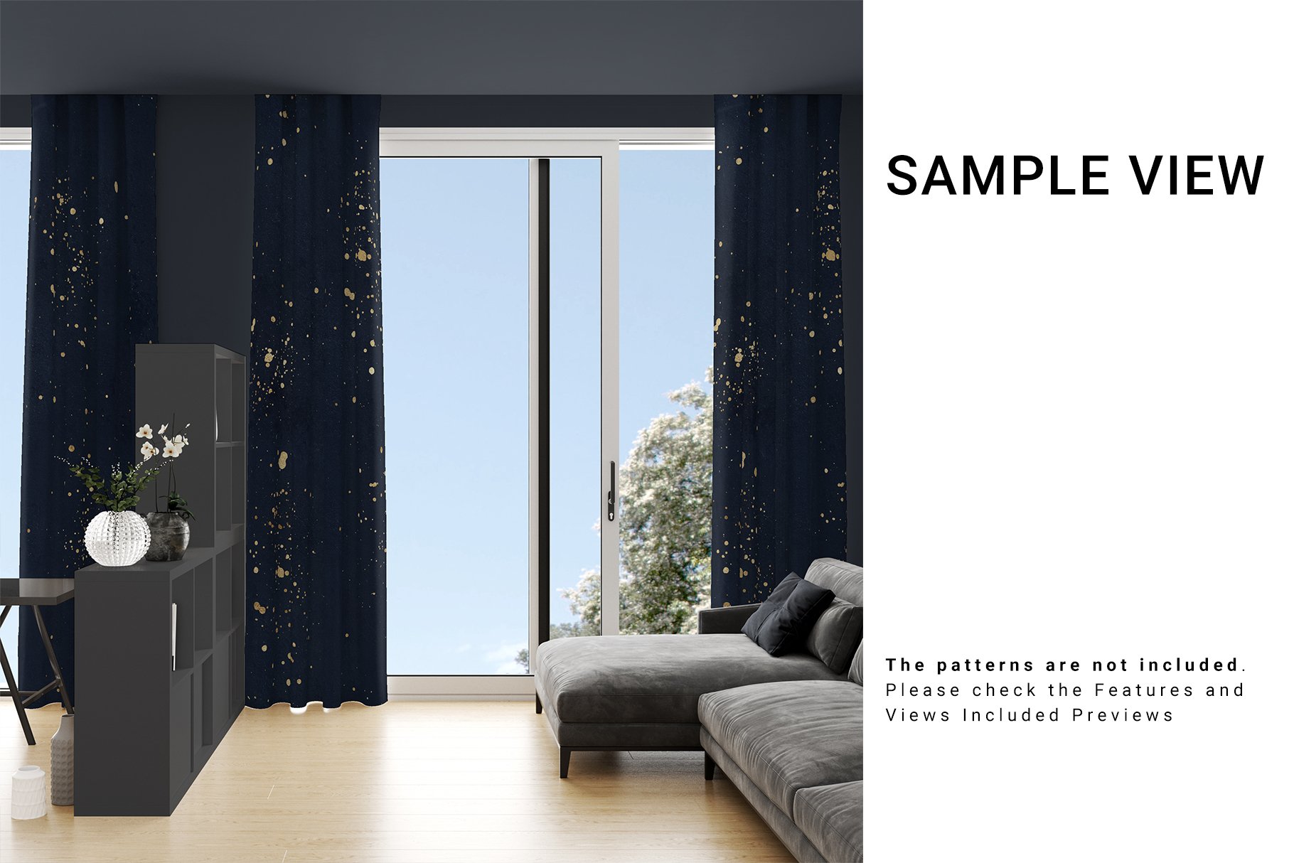 Home Office Textile - Long Curtains Mockup Set