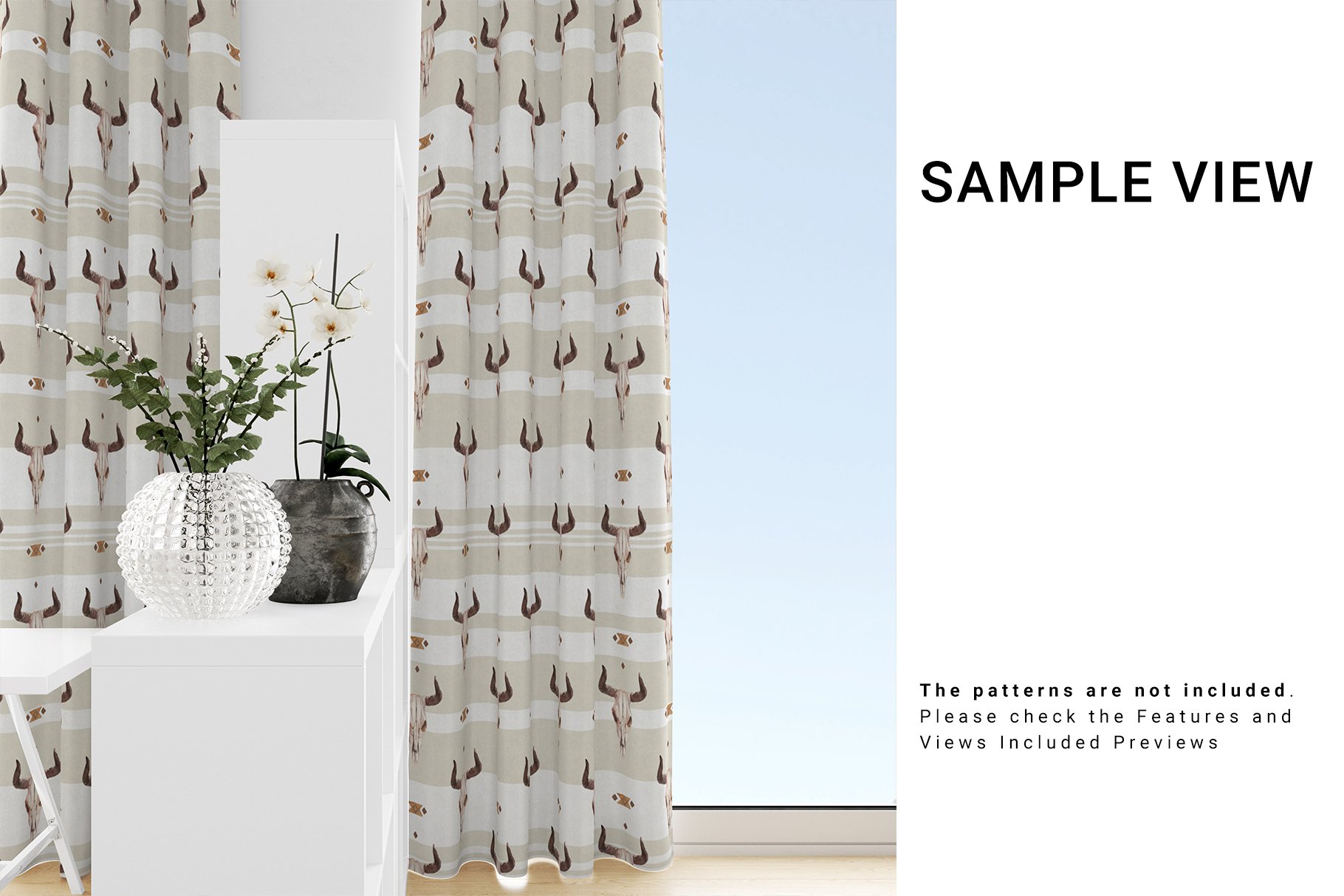 Home Office Textile - Long Curtains Mockup Set