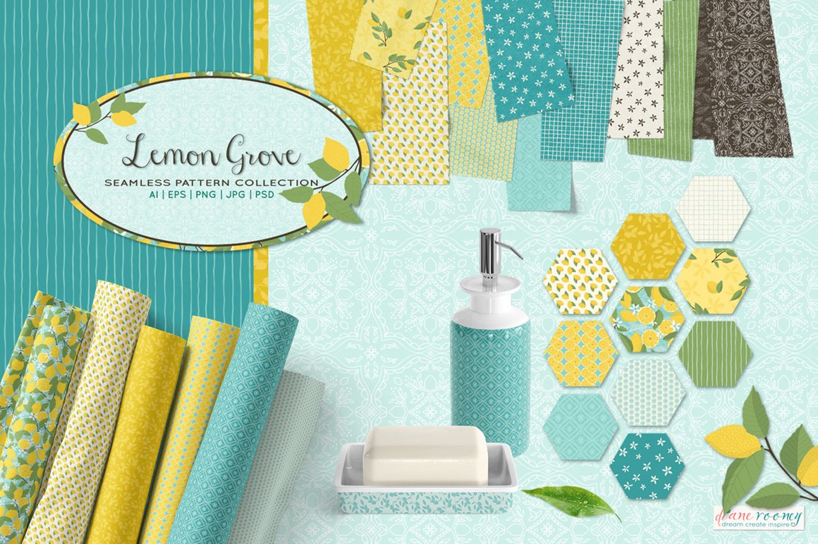 Lemon Grove Seamless Patterns and Graphics