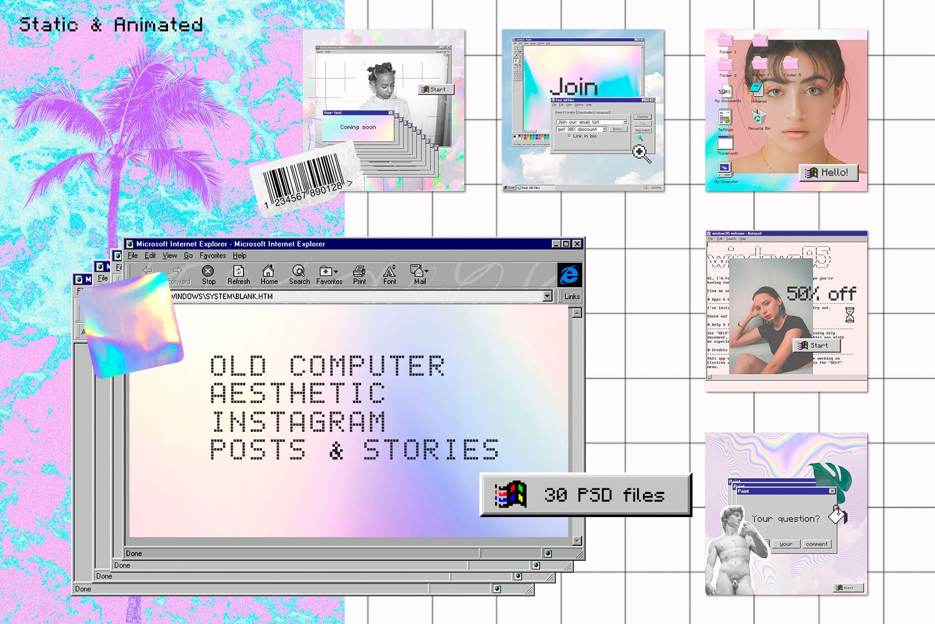 Old Computer Instagram Templates PS