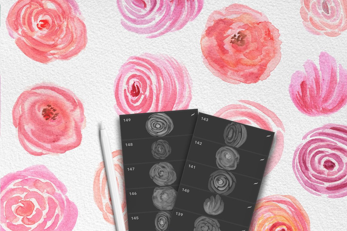 Procreate Watercolor Flowers Stamps