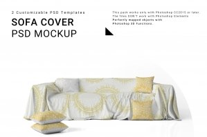 Sofa Cover and Throw Pillows Set