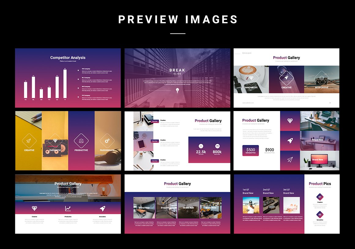 Unicorn Startup Pitch Deck Powerpoint Template - Design Cuts