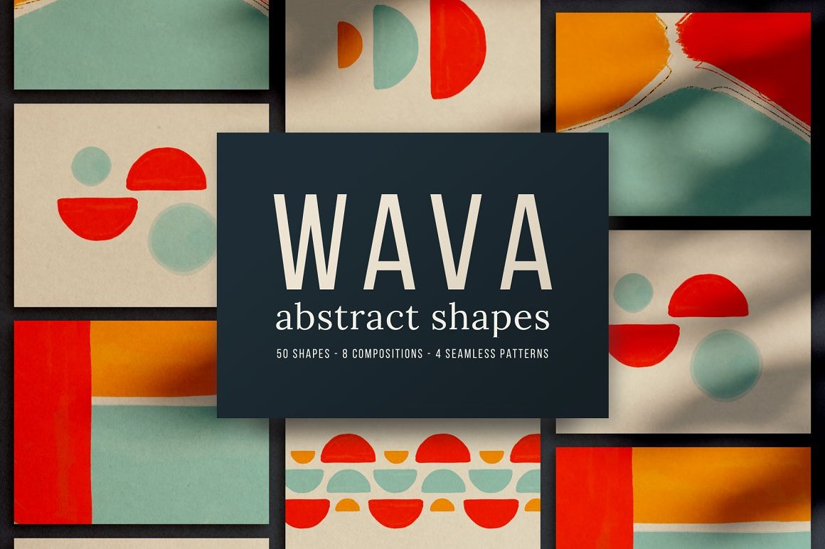 Wava Bold Abstract Watercolor Shapes