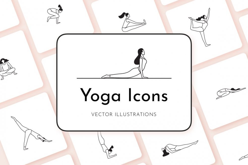 Set of Yoga Icons and Symbols