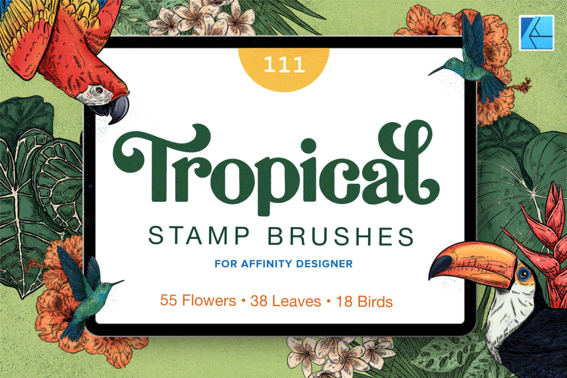 111 Tropical Stamp Brushes for Affinity Designer