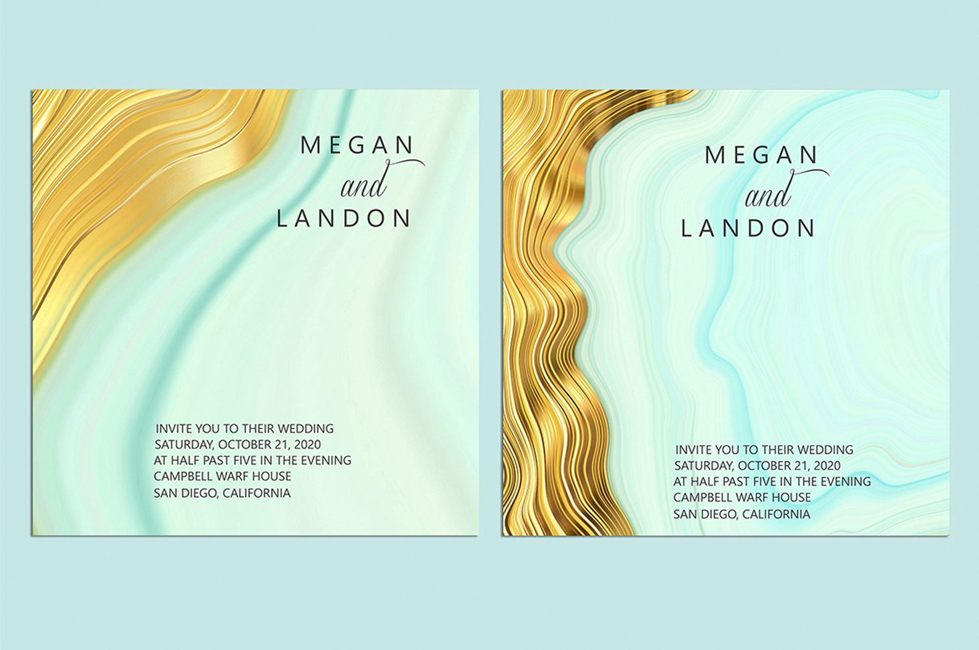 Abstract Gold & Turquoise Backgrounds