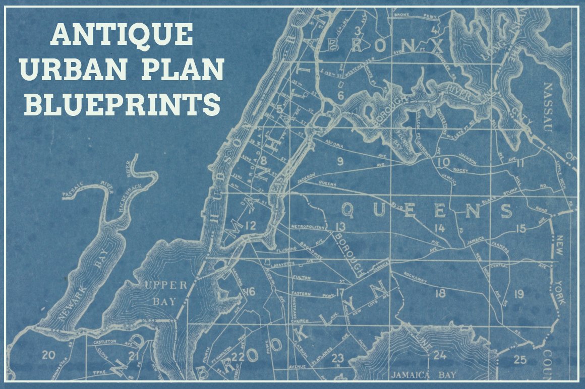 Antique Urban Plan Blueprints