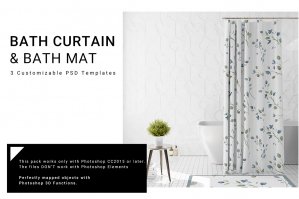 Bath Curtain & Bath Mats Set