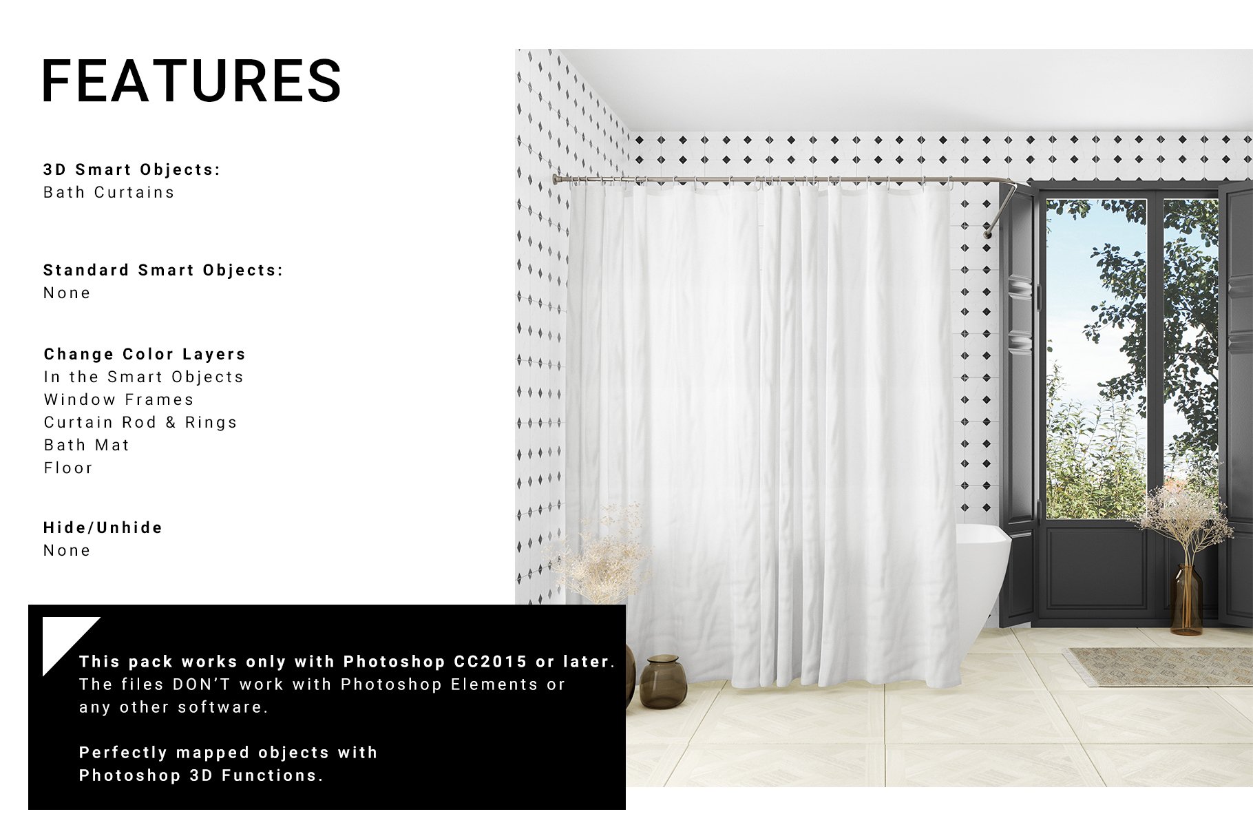 Bath Curtains 3D Mockup Set
