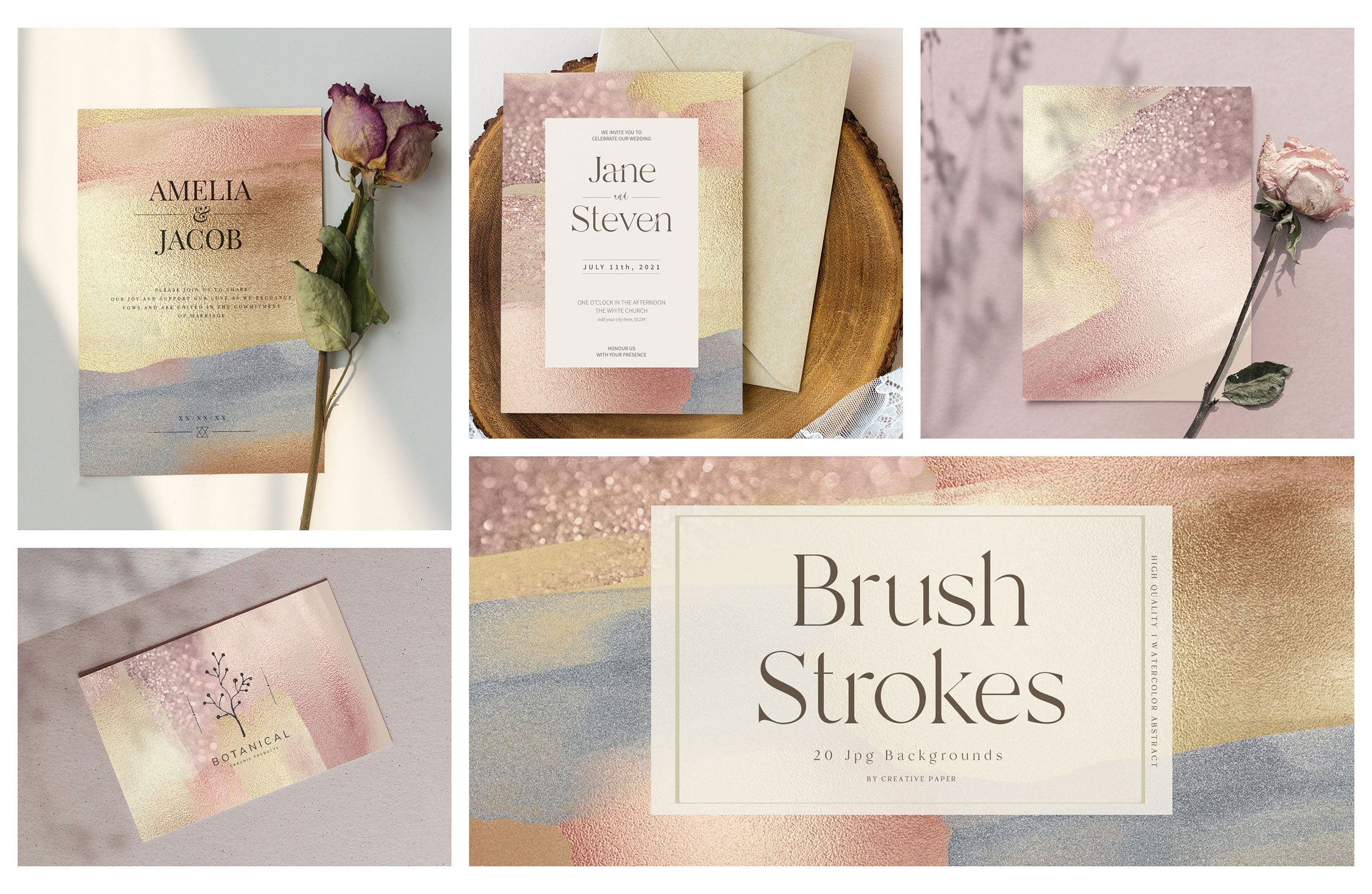 Brush Strokes - Rose Gold Backgrounds