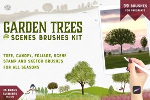 Garden Trees + Scenes Procreate Kit