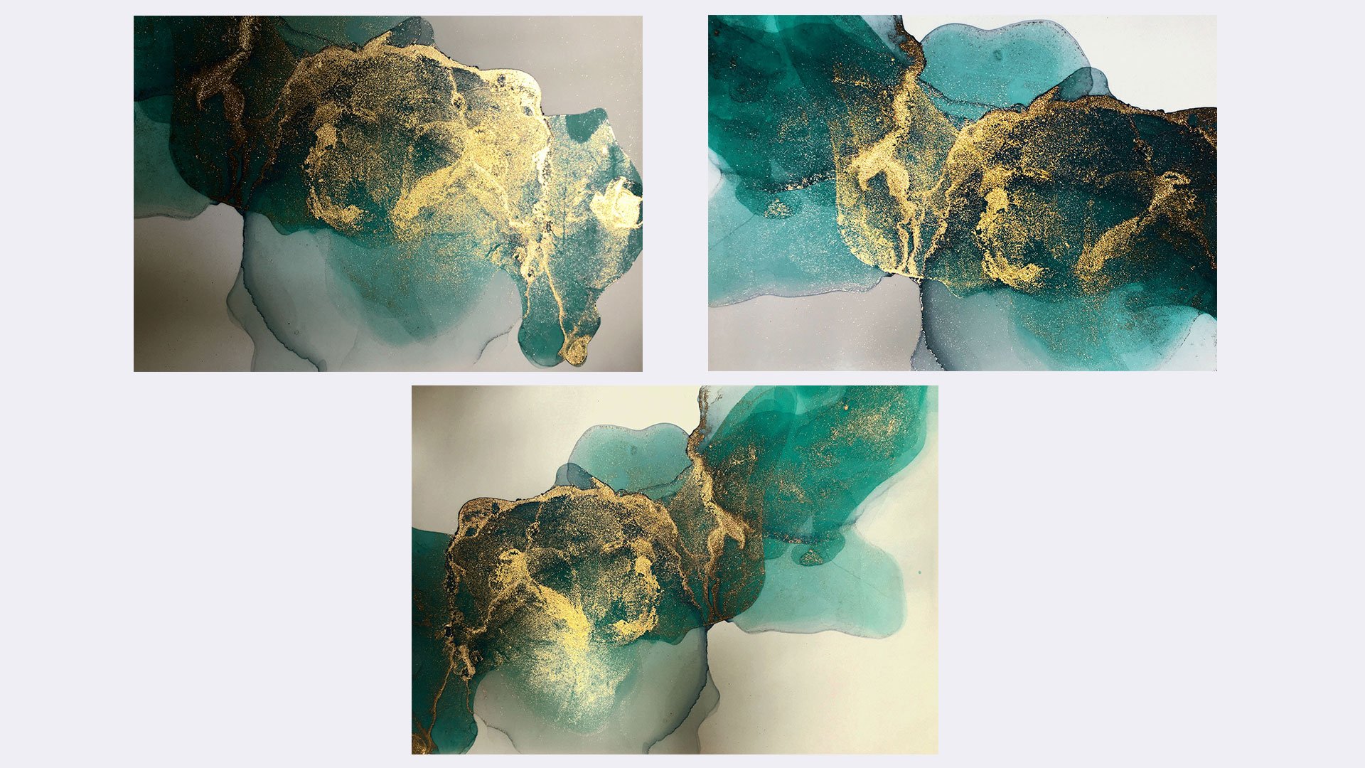 Gold & Blue Alcohol Ink Textures