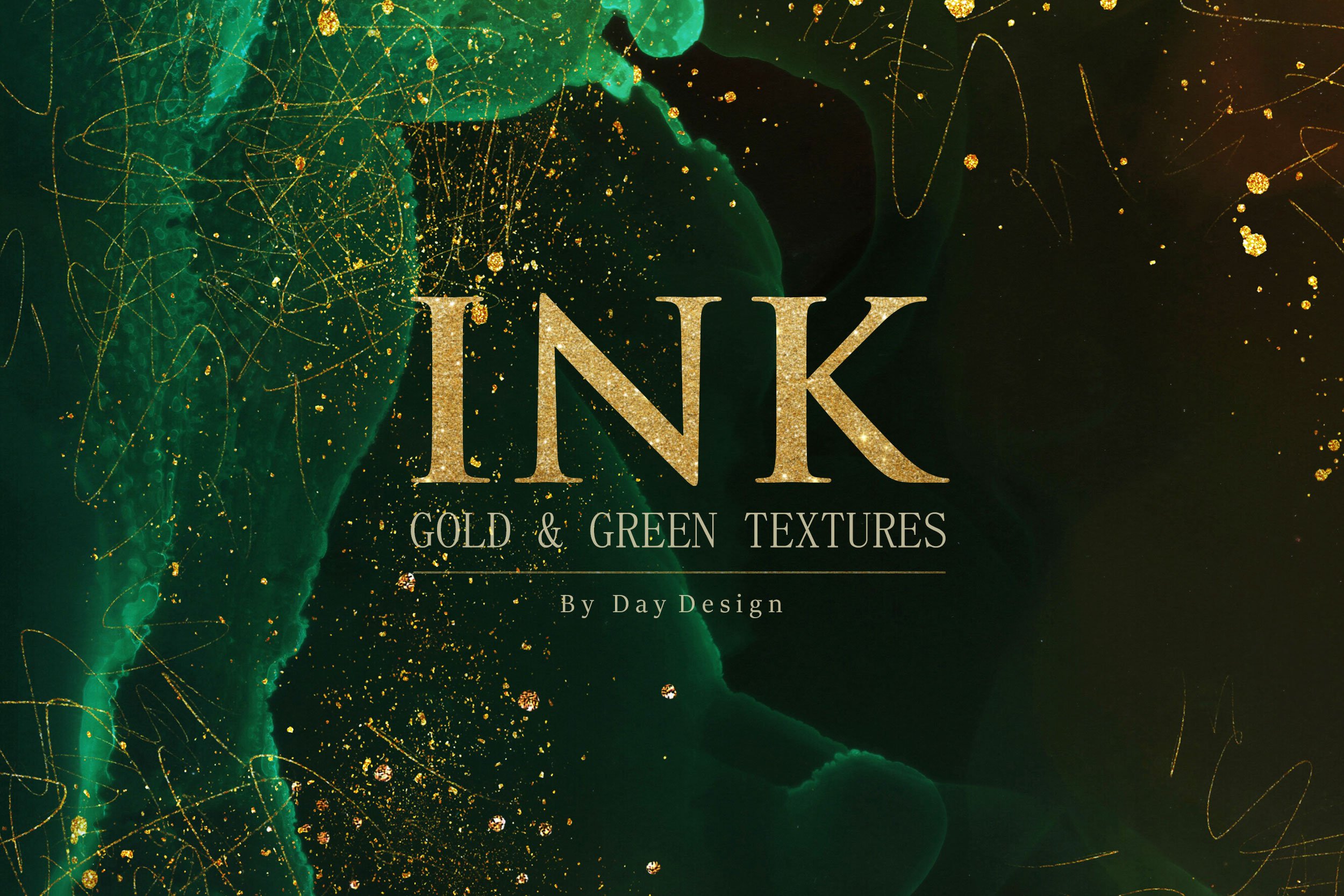 Green & Gold Ink Textures