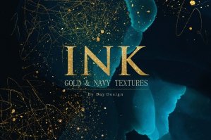 Navy & Gold Ink Textures