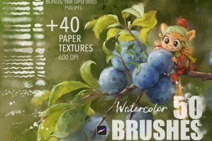 Procreate Watercolor Brushes + Paper Textures