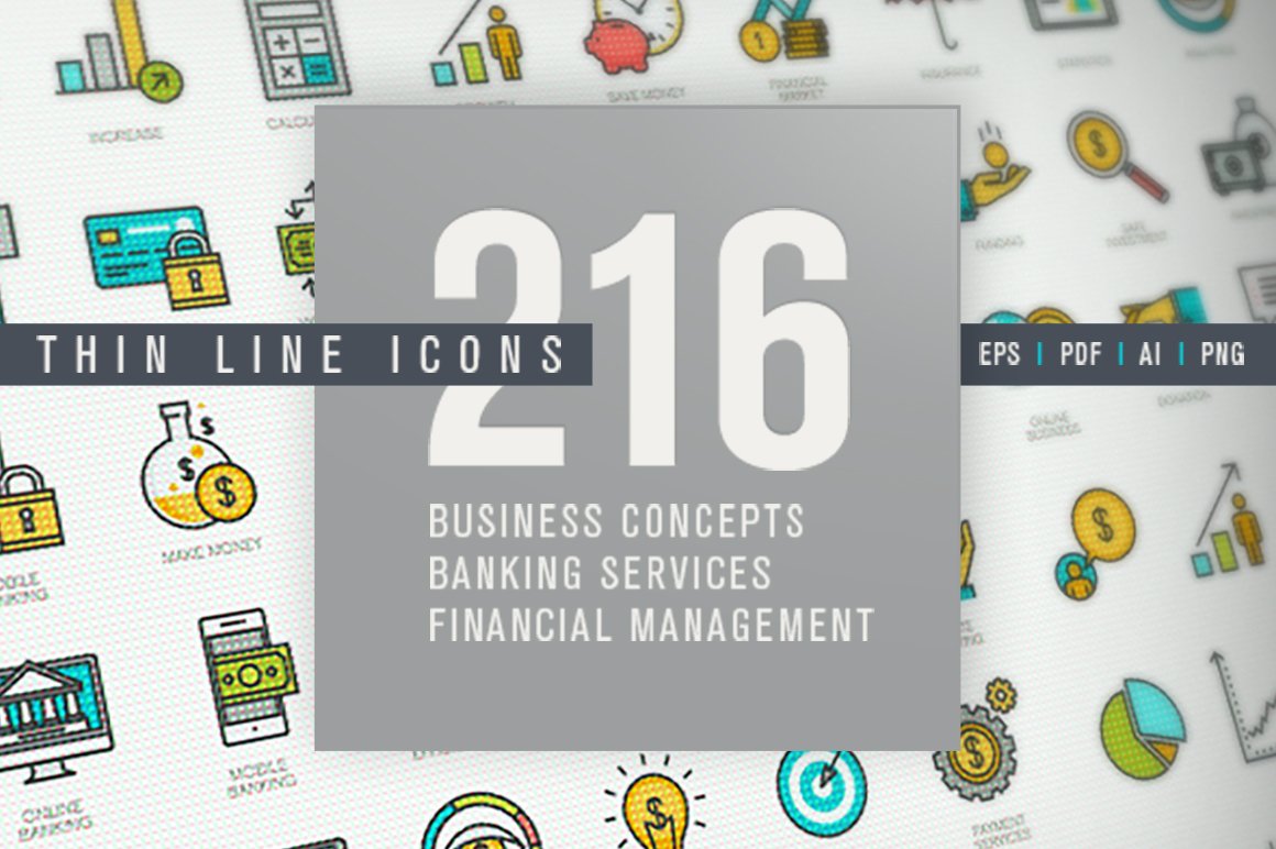 Set of Thin Line Icons for Finance