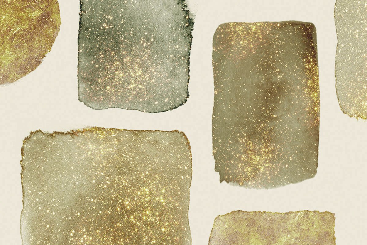 Shimmer Gold Watercolor Shapes