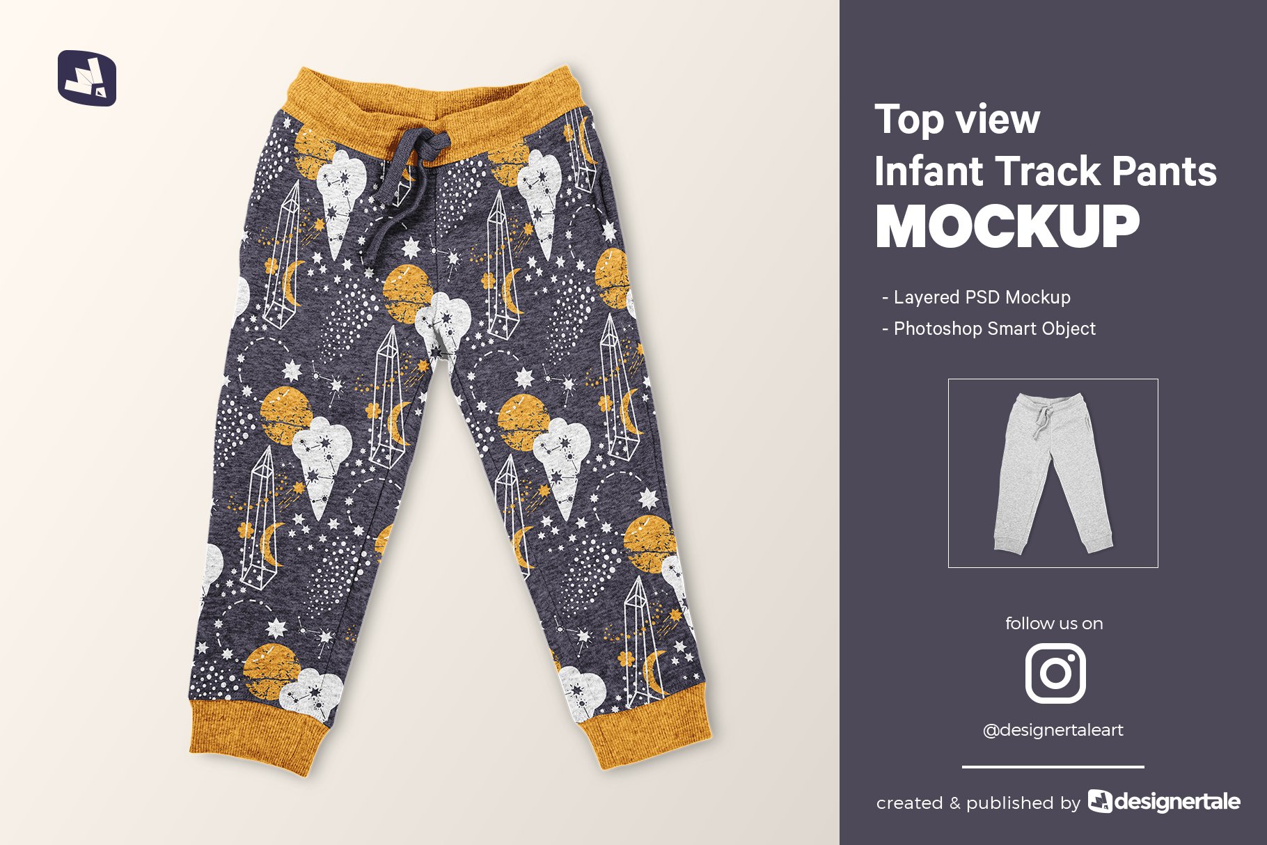 Top View Infant Track Pants Mockup