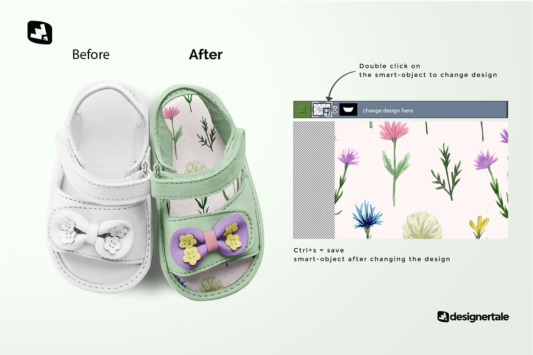 Topview Baby Sandals With Bow Mockup