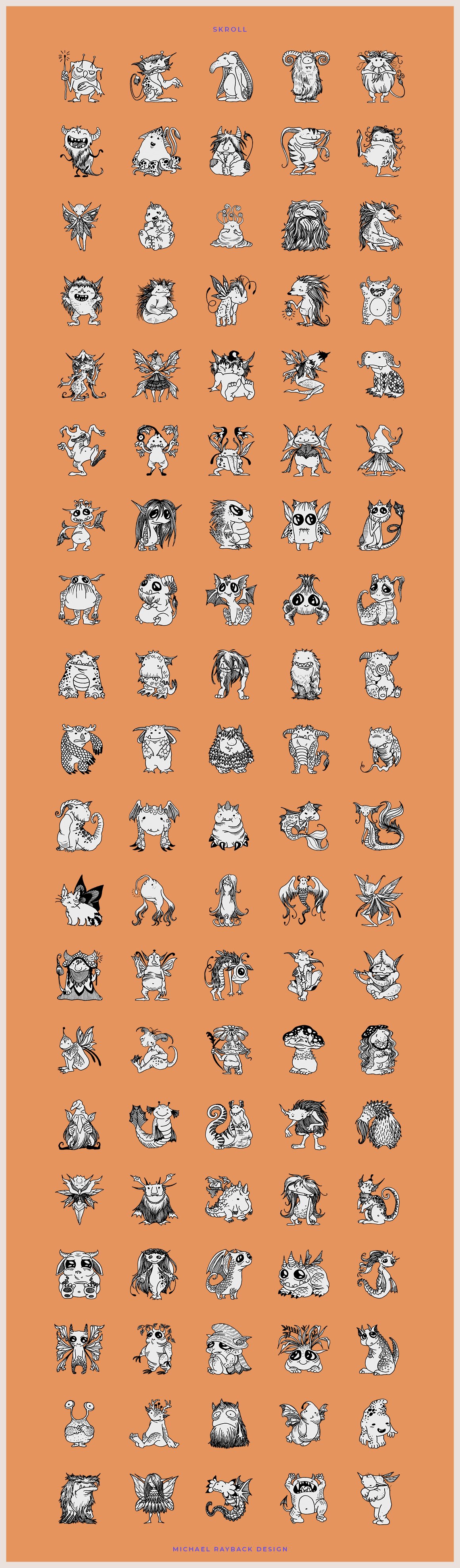 100 Hand Drawn Elements - Creatures