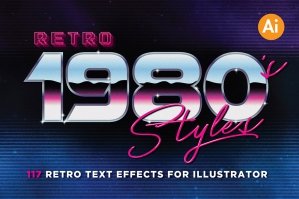 80's Retro Text Graphic Styles for Illustrator
