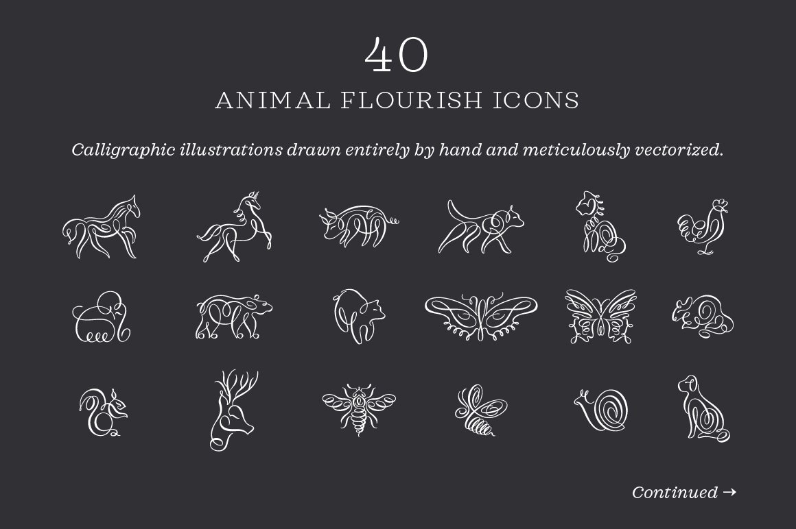 Animal Flourish Icons & Procreate Brushes